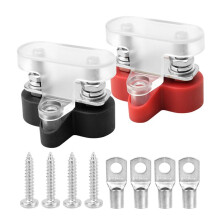 2 Pièces de Terminal de Batterie à Double Broche A93E-M6, pour RV, Marine et Système Solaire, Couvercle Transparent, Bloc de Distribution