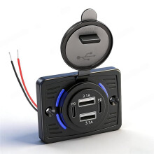2Pcs 4 Port 12V USB Outlet Wall Mount with Dual USB C PD & Dual USB A QC Fast Charging for Vehicles Truck Boat Marine