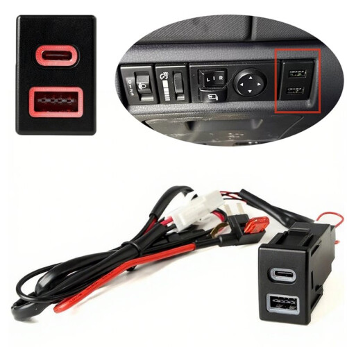Car Charger Socket Dual USB Type-C PD 12V 24V Dashboard Panel Mount Charger Adapter for  D-MAX 2018-2022 Old Model 2