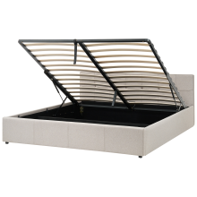 Ottoman Bed LAURESSES Fabric Taupe 180 x 200 cm (EU Super King)