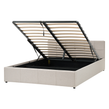 Ottoman Bed LAURESSES Fabric Taupe 140 x 200 cm (EU Double)