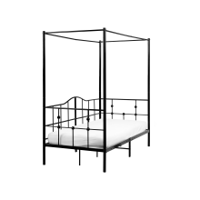 Four Poster Bed Metal ARTONNE 90 x 200 cm (EU Single) Black