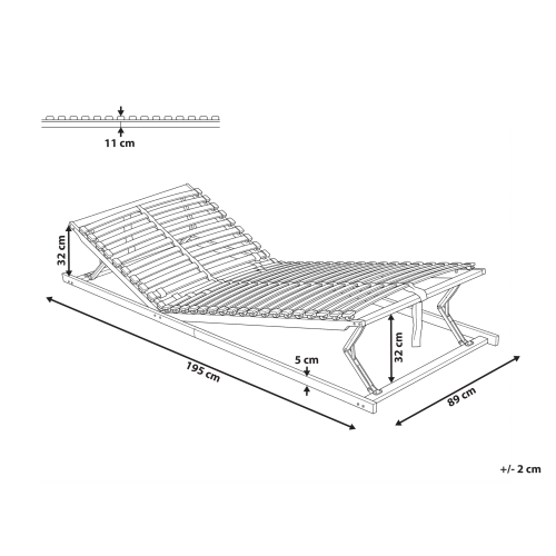 Beliani Manually Adjustable Bed Frame MONTHOIS 80 x 200 cm (EU Small Single) 2