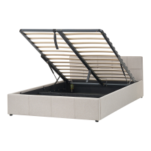 Ottoman Bed LAURESSES Fabric Taupe 120 x 200 cm (EU Small Double)