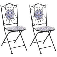 Set of 2 Garden Chairs SIPONTO Folding Metal White/ Blue