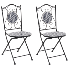 Set of 2 Garden Chairs SIROLO Folding Metal White/ Blue