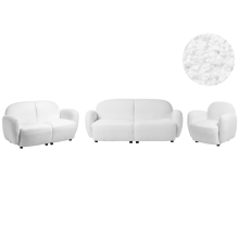Living Room Set 6 Seater JULE Boucle White