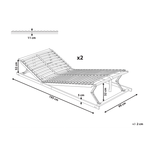 Beliani Manually Adjustable Bed Frame MONTHOIS 180 x 200 cm (EU Super King) 2