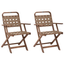 Set of 2 Garden Chairs MILZANO Acacia Wood Brown