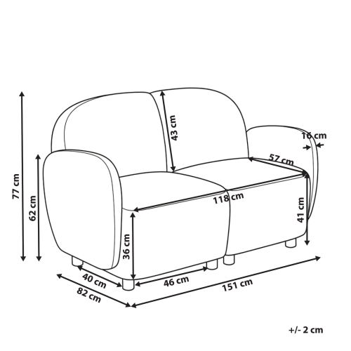 Beliani Sofa 2 Seater JULE Boucle Beige 2