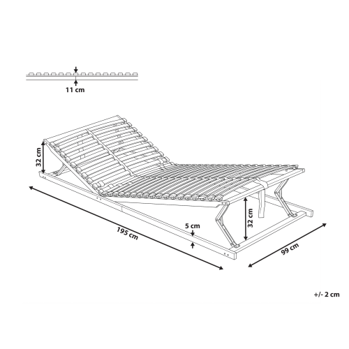 Beliani Manually Adjustable Bed Frame MONTHOIS 90 x 200 cm (EU Single) 2