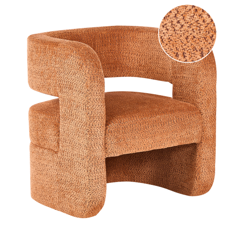 Beliani Armchair VIDSEL Chenille Orange