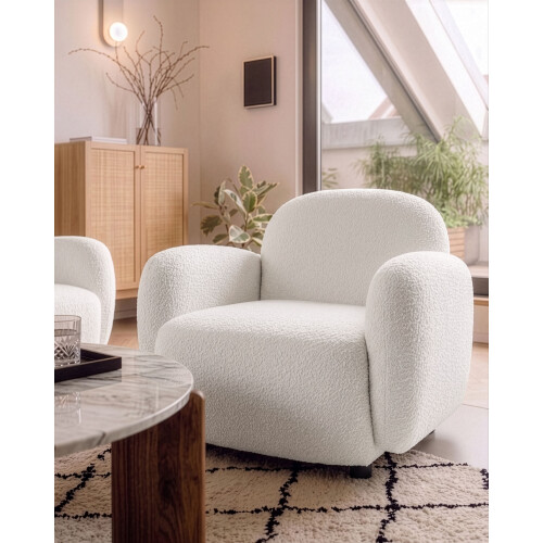Beliani Armchair JULE Boucle White 1