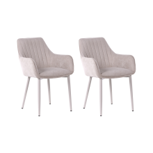 Set of 2 Dining Chairs WELLSTON Fabric Beige