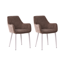 Set of 2 Dining Chairs WELLSTON Fabric Brown