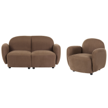 Living Room Set 3 Seater JULE Fabric Brown