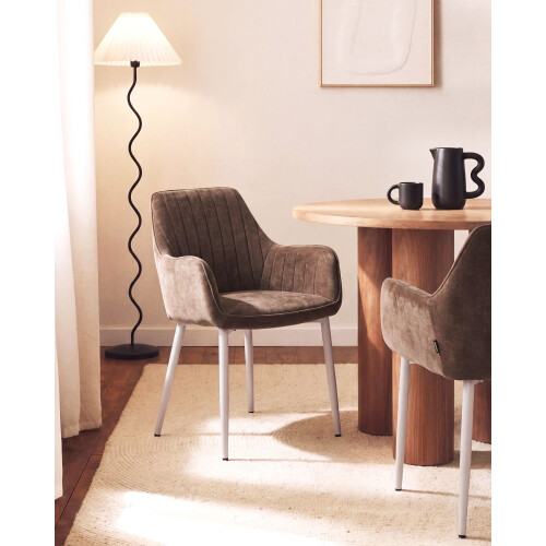 Beliani Set of 2 Dining Chairs WELLSTON Fabric Brown 1