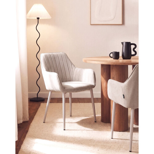 Beliani Set of 2 Dining Chairs WELLSTON Fabric Beige 1
