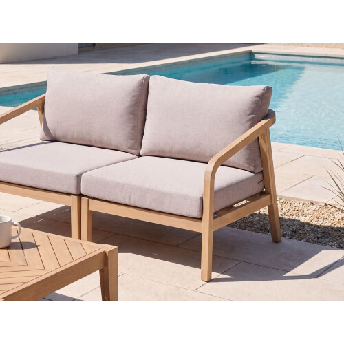 Beliani Garden Left-Hand Corner Section RIVELLO Acacia Wood Light Brown 1