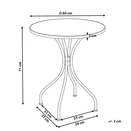 Beliani Bistro Table SETTALA 60 cm 60 cm Metal Multicolour 2