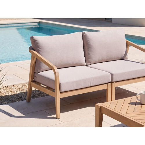 Beliani Garden Right-Hand Corner Section RIVELLO Acacia Wood Light Brown 1