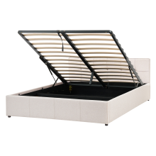 Ottoman Bed LAURESSES Fabric Light Beige 140 x 200 cm (EU Double)