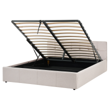 Ottoman Bed LAURESSES Fabric Light Beige 160 x 200 cm (EU King Size)