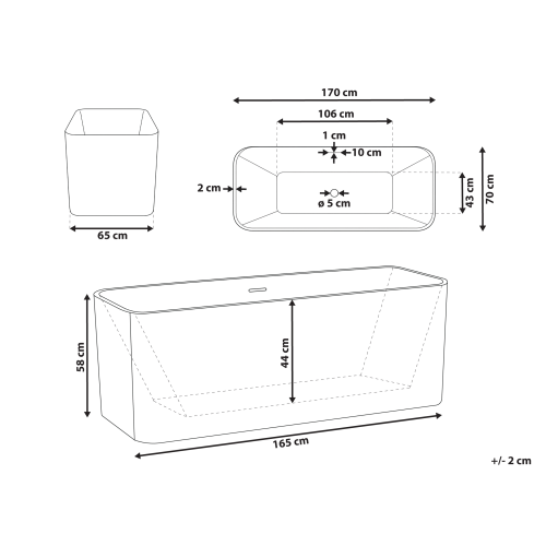 Beliani Freestanding Bathtub YATA 1700 x 700 mm White 2