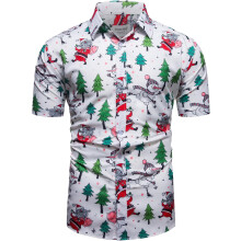 Chemise de Noël pour homme Père Noël Bonhomme de neige Baroque Blanc Manches courtes XL — tenue festive homme