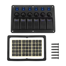 Car Panel with Sticker 6 Gang Marine Rocker Panel Auto Replacement Parts Waterproof LED Light