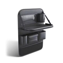 Car Seats Back Organizer Multi-Pocket Storage Bag with Foldable Dining Tray & Anti-Kick Mat for SUV/Car Interior