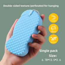 (Blue)Bath Sponge Soft Exfoliating Shower Sponges Gentle Skin Cleaning Lightweight Friendly Travel