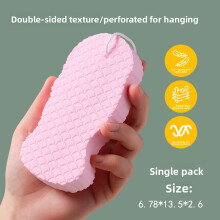 (Pink)Bath Sponge Soft Exfoliating Shower Sponges Gentle Skin Cleaning Lightweight Friendly Travel