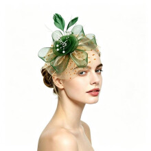 (Style 6)Accesorio de pelo de plumas con estilo floral vintage y detalles de perlas para bodas