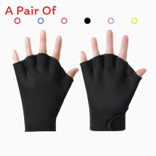 (Black,S)Aqua Gloves Webbed Paddle Swim Gloves Fitness Water Swimming Summer Training