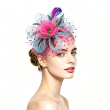 (Style 1)Feather Hair Accessory With Vintage Flower Style And Pearl Details For Weddings