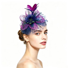 (Style 7)Feather Hair Accessory With Vintage Flower Style And Pearl Details For Weddings