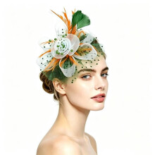 (Style 2)Feather Hair Accessory With Vintage Flower Style And Pearl Details Weddings For