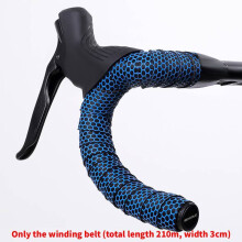 (Blue)Bike Handlebar Cover With Honeycomb Pattern Breathable Pu Eva Nonslip Wrap