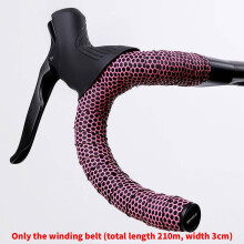 (Pink)Bike Handlebar Cover With Honeycomb Pattern Breathable Pu Eva Wrap Nonslip