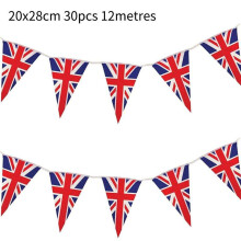 (Triangle-L, 30pcs12m) Jubilee Platinum Queens Union Jack Flags National Day Home Decor Celebration