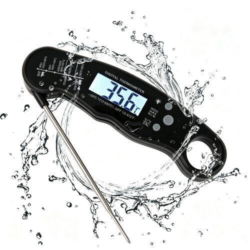 (Red)Foldable Probe Food Thermometer With Waterproof Design For Kitchen And Barbecue Use 1