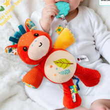 (Orange Red)Elephant Lion Dog Plush Rattle Toy With Sound And Hanging Design For Play Baby