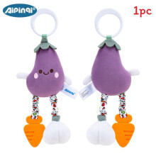 (Eggplant)Eggplant Tomato Pumpkin Plush Baby Car Mobile With Hanging Rattles For Sensory