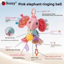 (Pink)Baby Elephant Rattle And Music Toy With Soft Material For Fine Motor Practice