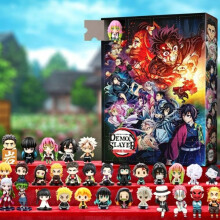 (Red)Demon Slayer Kimetsu No Yaiba Acrylic Christmas Blind Box Calendar Gift Figures