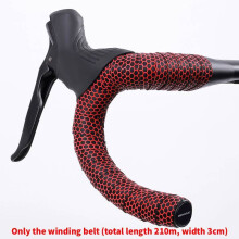 (Red)Bike Handlebar Cover With Honeycomb Pattern Breathable Pu Eva Nonslip Wrap