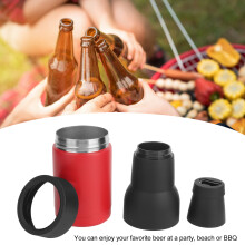 Vakuum Bierkühler Edelstahl mit Flaschenöffner Rot