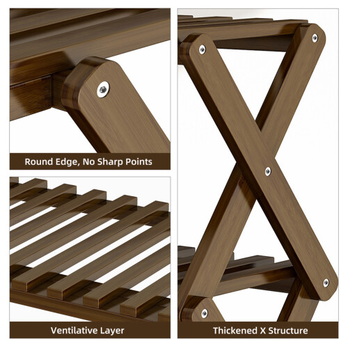 Bambus Schuhregal 4 Etagen ohne Montage 70cm 2