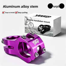(Purple)Hollow Aluminum Alloy Bike Stem For Mountain With Short Reach And Secure Fit